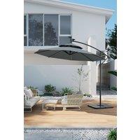 Double-Top Garden Umbrella Parasol with Solar Lights & HDPE Base