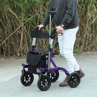 HOMCOM Rollator Walker with Seat, Backrest, Bag, All-terrain Wheels in Purple