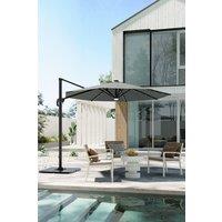 Outdoor Round Garden Cantilever Parasol with Solar Lights & HDPE Base