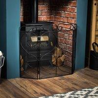 Home Discount Fire Vida Tapton 3 Panel Fire Guard Fireplace Shield Protector in Black