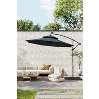 Garden Double-Top Umbrella Parasol with Solar Lights & HDPE Base