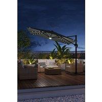 Outdoor Square Cantilever Parasol with Solar Lights & HDPE Base