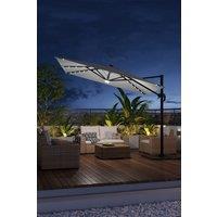 Outdoor Square Cantilever Parasol with Solar Lights & HDPE Base
