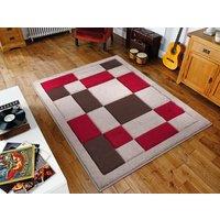 Smart Living Modern Hand Carved Multicolour Soft Thick Area Rug - Havana in Red | Size: 60 cm x 220 cm