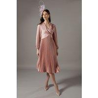 Coast Women's Petite Pleat Skirt Midi Dress in Rose | Size: 10