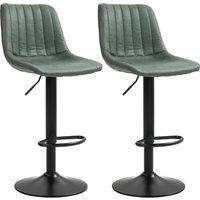 HOMCOM Set Of 2 Leathaire Tub Bar Stools w/ Metal Frame Footrest Home Seat in Green