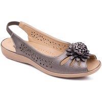 Chums Women's Slip On Open Toe Sandal With Elastic Heel in Silver | Size: 7