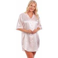 Lady Olga Women's British Made Satin Short Sleeved Nightshirt in Pale Pink | Size: 10-12