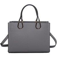Fontanella Fashion Women's Elvis Printed 3D Tape PU Leather Top Handle Bag in Dark Grey