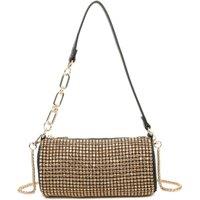 Fontanella Fashion Women's Marteau Diamond Embellished Cyclinder Shaped Evening Shoulder Bag in Gold