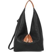 Fontanella Fashion Women's Dunne Tassel Zip PU Leather Hobo Shoulder Bag in Black