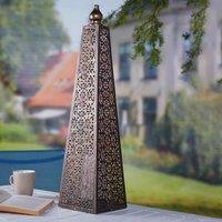 mysmartbuy Battery Powered Moroccan Style Pyramid Lantern Lamp - Weatherproof Bronze Effect Home or Garden LED Light - H60 x 15cm Diameter