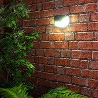 mysmartbuy Black Solar Powered LED PIR Motion Sensor Security Lamp - 600 Lumen Outdoor Garden Wall Light with 100 LEDs & 3m Detection Range