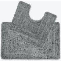 Allure Bath Fashions Two Piece Non-Slip Bath Mat & Pedestal Mat Set in Mid Grey