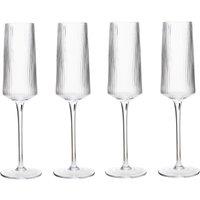 Orsina Set of 4 Ribbed Champagne Glasses, Crystal Flutes With Slender Stem, Bubbly Glasses, Sparkling Wine Goblets in Clear