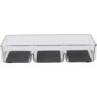 Orsina Sturdy Grey Multifunctional Kitchen Organiser With Dividers, Integrated Handle Storage Boxes For Fridge in Clear