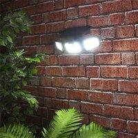 mysmartbuy Solar Powered 260 Lumen PIR Motion Sensor Outdoor Security Wall Light with 3 LED COB Heads, 3 Lighting Modes & 3m Detection Range in Black