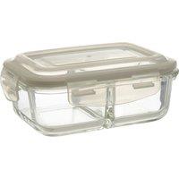 Orsina Durable 640ml Glass Container, Two Compartments House Spice Jars, Airtight Food Organizer For Kitchen in Clear