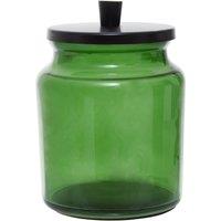 Orsina Elegant Green Glass Bathroom Jar With Decorative Lid, Stylish Storage Jar For Cotton Pads, Swabs Or Bath