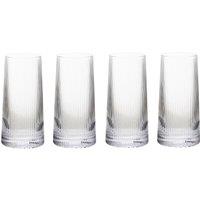Orsina Unique Set of Four Ribbed Highball Glass Tumblers, Clear Drinking Glass Set, Modern Embossed Pattern Glasses