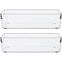 Orsina Versatile Set Of Two Small Kitchen Organisers, Integrated Handle Narrow Storage Boxes, Versatile Boxes in Clear