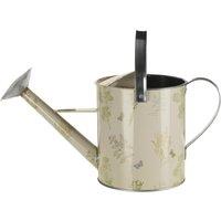Orsina 5L Watering Can, Galvanised Steel Construction with Powder-Coated Finish, Floral Design with Curved Handles in Natural