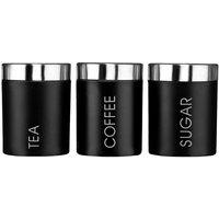Premier Housewares Tea Coffee & Sugar Canisters Black