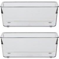 Orsina Versatile Large Set Of Two Kitchen Organisers, Integrated Handle Narrow Storage Boxes, Versatile Boxes in Clear