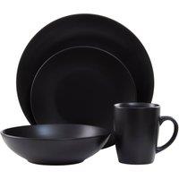 Orsina 16-Piece Dinner Set, Modern Black Stoneware Dinner Set, 16 Piece Elegant Black Dinner Set for Four Diners