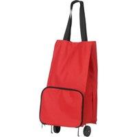 Orsina Red Fabric Trolley Bag, Foldable Shopping Trolley With Wheels, Drawstring Closure & Sturdy Handle