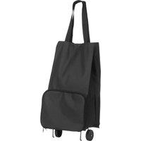 Orsina Red Fabric Trolley Bag, Foldable Shopping Trolley With Wheels, Drawstring Closure & Sturdy Handle in Black