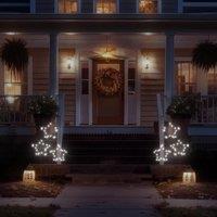 mysmartbuy Outdoor Pre-Lit 3 Star Cluster Micro LED Stake Light Decoration - Illuminated Festive Garden Ornament - H87 x W41 x D2.8cm in Black