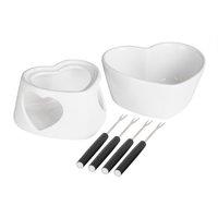 Orsina Durable Fondue Set, Heart Shaped Design Cheese Fondue Set, Chic Design Best Fondue Set For Dining Table in White