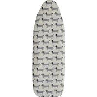 Orsina Sausage Dog Ironing Board Cover, Fun Dachshund Print With Padded Cotton Surface For Smooth Ironing, Elastic in Grey