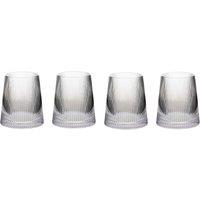 Orsina Set of Four Ribbed Glass Tumblers, 380ml Crystal Tumblers Glassware, Cocktail Glasses, Gin Drinking Glasses in Clear