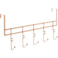 Orsina Functional Copper Finish Over Door 5 Hook Swirl Hanger, Stylish Over Door Coat Hanger, Sturdy Hanging Rack in Gold