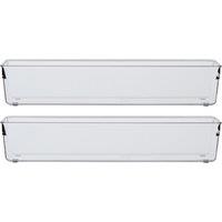 Orsina Versatile Large Set Of Two Slim Kitchen Organisers, Integrated Handle Narrow Storage Boxes, Versatile Boxes in Clear