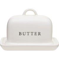 Orsina Cream Butter Dish With Lid, Ceramic Butter Keeper With Debossed 'Butter' Text, Accessory For Butter Storage