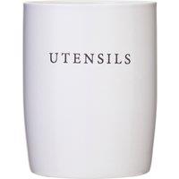 Orsina Stoneware Cream Utensil Holder, Sturdy Kitchen Utensil Pot With Monochrome Accent, Perfect Cutlery Organizer
