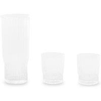 Orsina Glass Jug With Ribbed Design & Open Top, Pitcher & Cup Set, Gallon Glass Pitcher, Ideal For Water & Juice in Clear