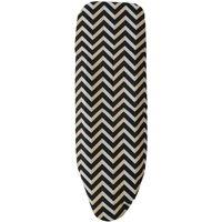 Orsina Chevron Ironing Board Cover, Stylish Grey & White Pattern With Padded Cotton Surface, Fits Standard in Black