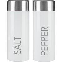 Orsina White Enamel Salt & Pepper Set, Durable Metal Shakers With Glossy Enamel Finish, Easy To Refill
