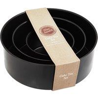 Orsina Set of Three Round Cake Tins, Nonstick Coating Baking Tins, Black Cake Pans, Cake Tins for Everyday Use