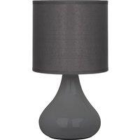 Orsina Grey Table Lamp, Curved Ceramic Base With Subtle Ribbed Detailing, Soft Fabric Shade For Ambient Lighting