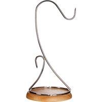 Orsina Banana Holder With Wooden Base, Chrome Fruit Hanger Stand, Kitchen Banana Rack, Hanging Fruit Organizer in Natural