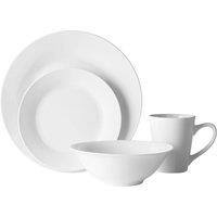 Orsina 16pc White Porcelain Coupe Dinner Set, Subtle Glazed Finish Crockery Set, Dinnerware Set For Formal Dining