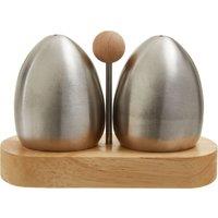 Orsina Stainless Steel & Rubberwood Salt Pepper Set, Sturdy Salt Pepper Dispensers, Seasoning Set For Countertop in Silver