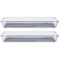 Orsina Versatile Large Set Of Two Kitchen Organisers With Rubber Insert, Integrated Handle Boxes, Versatile Boxes in Clear