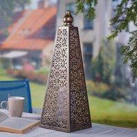 mysmartbuy Battery Powered Moroccan Style Pyramid Lantern Lamp - Weatherproof Bronze Effect Home or Garden LED Light - H45 x 15cm Diameter