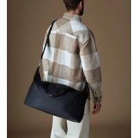 OSPREY LONDON Men's The Grantham Waxed Canvas & Leather Weekender Bag in Black